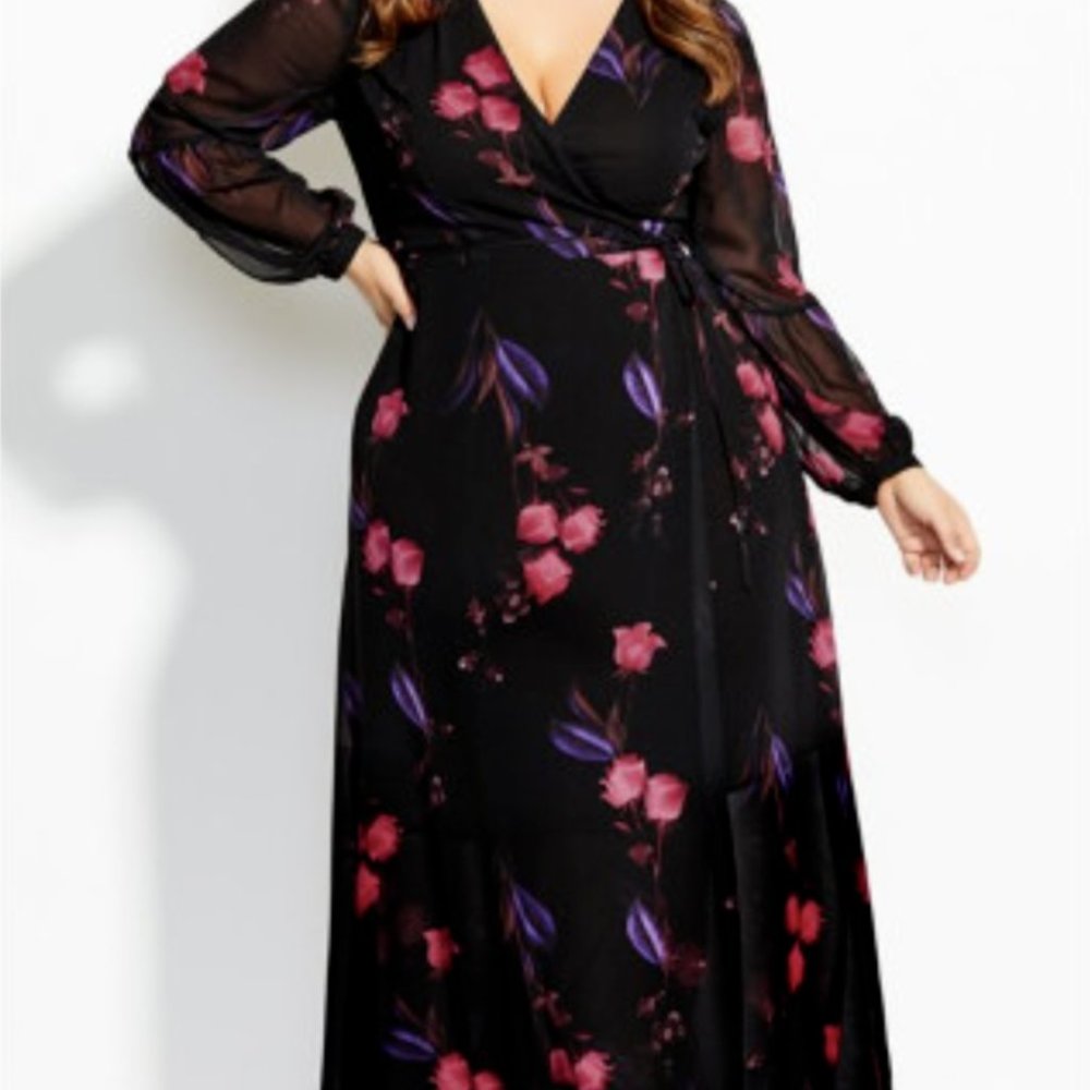 NEW NWT city chic perfect rose wrap maxi dress - Picture 1 of 3